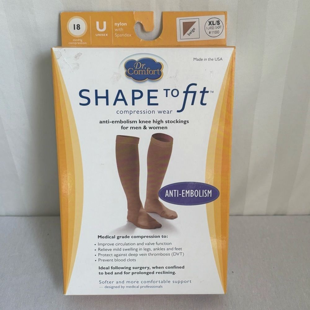 Dr. Comfort Shape to Fit Anti-Embolism Stockings Beige XL Short NIB